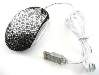 Black Splash Crystal Rhinestone USB Computer Mouse  