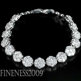   AAA ROUND PORTUGUESE WHITE CUBIC ZIRCONIA 925SILVER BRACELET SIZE 8