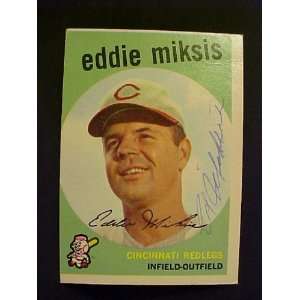  Eddie Miksis Cincinnati Redlegs #58 1959 Topps Autographed 