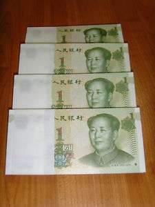 100 PCS CHINA PAPER MONEY 1 YUAN UNC 1999 MAO ZEDONG  