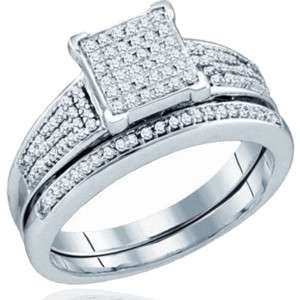   Diamond Engagement Ring Bridal Set Wedding Band 10k White Gold  