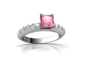   com   Pink Sapphire Engagement Ring 14K White Gold Lab Created Square