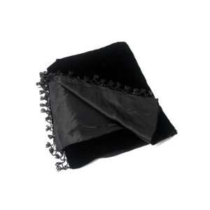  CHARTER CLUB Black Velvet and Silk Wrap with Beaded 