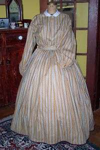 100% Cotton Gathered Bodice Civil War Day Dress  