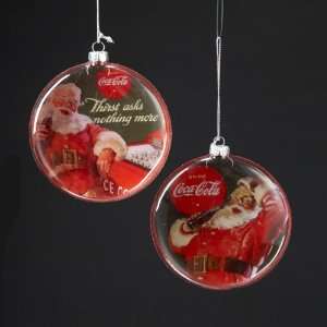  Club Pack of 12 Glass Santa and Coca Cola Christmas Disk 