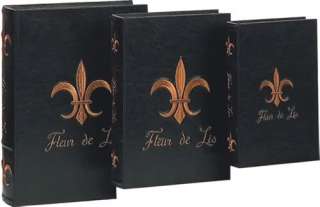   Fleur De Lis Book Shape Decorative Wood Storage Gift Boxes  