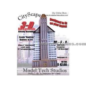   HO Scale 3D Background   Skyscraper #3 Control Tower w/2 Office Wings