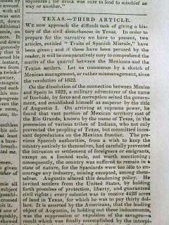 1837 newspapers Long detailed Essay onEarly TEXAS upTo TX WAR of 
