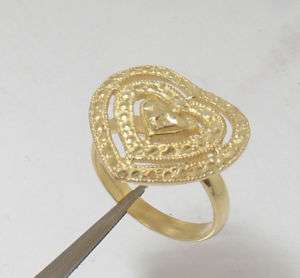 Technibond Diamond Cut Heart Ring 14K Gold Silver S 6.5  