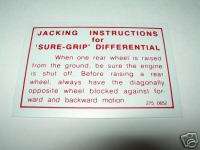 MOPAR Jacking Instruction   SURE GRIP Differentials 2C  