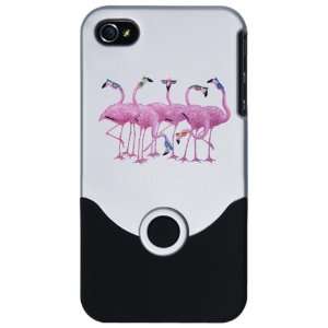   4S Slider Case Silver Cool Flamingos with Sunglasses 