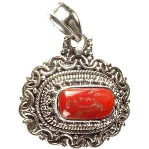 Coral Pendant   Sterling Silver