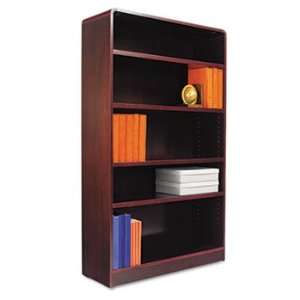 Radius Corner Bookcase, Wood Veneer, 5 Shelf, 35 3/8w x 11 3/4d x 60h 