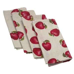   18 by 18 Inch Cotton Apple Print Napkins, Set of 4