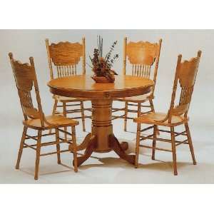  5pc Country Style Solid Oak Wood Round Dining Table & Chairs 