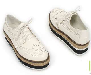 Women Mid Heel Platform Oxford Shoes White US 6~8  