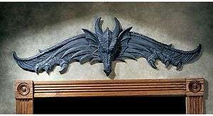 Medieval Dragon Arched Wings Sculptural Wall & Door Pediment  