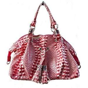   Red Croc Textured Patent Like Shoulder Handbag Purse 