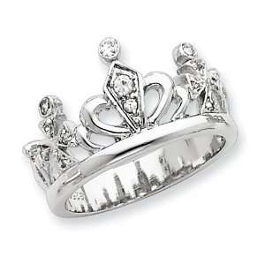 Sterling Silver CZ Crown Ring Jewelry