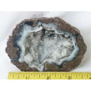  Agate Rimmed Hollow Geode with Crystals, 8.47.8 