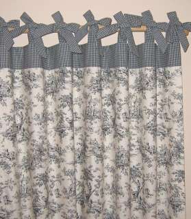 CENTRAL PARK TOILE TIE TAB CURTAIN / DRAPES, NEW  