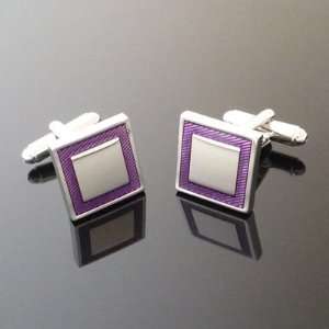  Purple & Silver Square Cufflinks 
