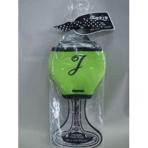  Monogram Woozie on Card Neon J Lime Green Kitchen 