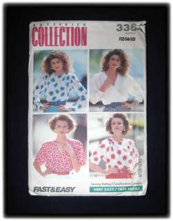   COLLECTION 4 BLOUSES Classic Vintage Sewing Patterns #3364 Fast & Easy
