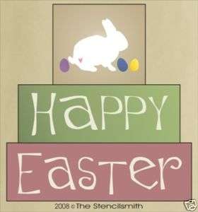561   BLOCK STENCIL Happy Easter bunny eggs spring  