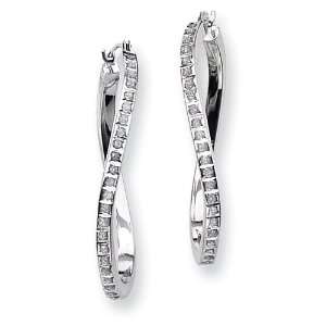   Gold Diamond Fascination Oval Twist Hinged Hoop Earrings Jewelry