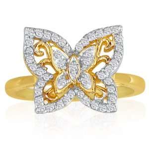 Just Like Blake Livelys Diamond Butterfly Ring in 10K Yellow Gold (1 