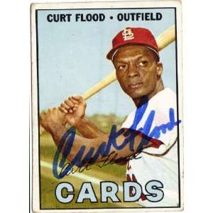 Curt Flood St. Louis Cardinals #245 1967 Topps Autographed Baseball 