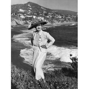  Columnist Hedda Hopper Posing on Cliff by the Sea on Her 