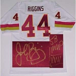 John Riggins Hand Signed Redskins White Throwback Jersey