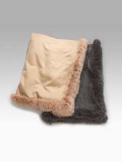 Adrienne Landau   Fox Trim Cashmere Throw    