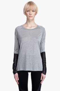 Rozae By Rozae Nichols Leather Sleeve T shirt for women  