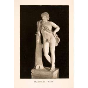  1905 Photolithograph Faun Statue Praxiteles Greek Marble 