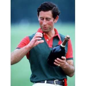 Prince Charles at Polo at Windsor Holding a Bottle of Champange May 