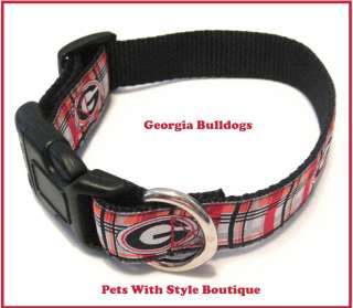 Georgia Bulldogs Plaid Dog Collar NCAA Officially Licensed  