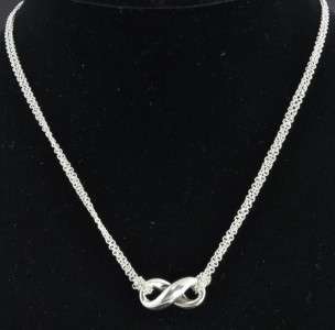 Rare Tiffany & Co Sterling Silver Figure Eight Infinity Pendant Chain 