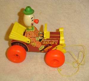 Vintage Fisher Price Jalopy Wood/Plastic Pull Toy #724  