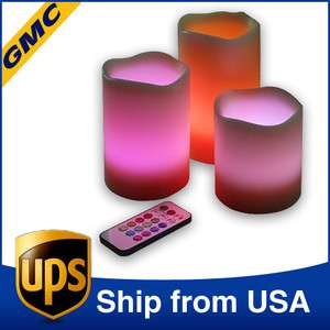 3x Remote Control Flameless Wax LED Candle Light Lamp for Xmas Wedding 