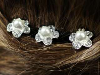 Pearl Rhinestone Flower Wedding/Prom Hairpin Bobby Pin  