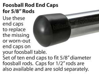Foosball Table Rod End Caps 5/8” Set of 10 Rod Caps  