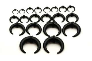 Lot of 20 Black Acrylic Claws gauges plugs tapers set  