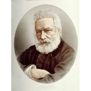  Color Illustrative Portrait of French Writer Victor Hugo 