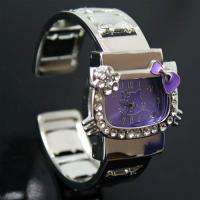 New Purple HelloKitty Lady Girl Crafts Bracelet Wrist Watch, T46 PL 