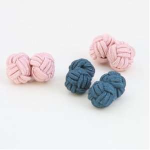  blue,light pink silk knot cufflink for men with Gift Box Wholesale 
