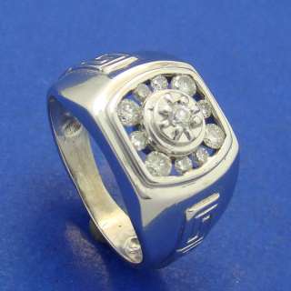 53 ct Diamond Greek Key Mens Ring, 14K white gold  