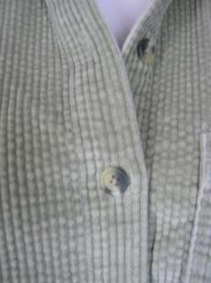LL Bean Womens M Sage Green Wide Wale Cotton Corduroy Button Front Big 